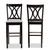 Calista Modern And Contemporary Grey Fabric Upholstered And Espresso Brown Finished Wood 2-Piece Bar Stool Set RH316B-Grey/Dark Brown-BS