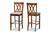 Calista Modern And Contemporary Grey Fabric Upholstered And Walnut Brown Finished Wood 2-Piece Bar Stool Set RH316B-Grey/Walnut-BS