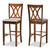 Calista Modern And Contemporary Grey Fabric Upholstered And Walnut Brown Finished Wood 2-Piece Bar Stool Set RH316B-Grey/Walnut-BS