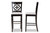 Alexandra Modern And Contemporary Grey Fabric Upholstered And Espresso Brown Finished Wood 2-Piece Bar Stool Set RH322B-Grey/Dark Brown-BS
