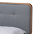 Natalia Mid-Century Modern Dark Grey Fabric Upholstered And Ash Walnut Finished Wood King Size Platform Bed Natalia-Dark Grey/Ash Walnut-King