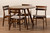 Eiko Mid-Century Modern Transitional Light Beige Fabric Upholstered And Walnut Brown Finished Wood 5-Piece Dining Set Delvin/Hexa-Latte/Walnut-5PC Dining Set