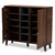 Idina Mid-Century Modern Two-Tone Walnut Brown And Grey Finished Wood 2-Door Shoe Cabinet SESC16105-Columbia-Shoe Cabinet