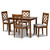 Sari Modern And Contemporary Grey Fabric Upholstered And Walnut Brown Finished Wood 5-Piece Dining Set Sari-Grey/Walnut-5PC Dining Set
