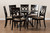 Jessie Modern And Contemporary Sand Fabric Upholstered And Dark Brown Finished Wood 7-Piece Dining Set Jessie-Sand/Dark Brown-7PC Dining Set