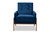 Perris Mid-Century Modern Navy Blue Velvet Fabric Upholstered And Walnut Brown Finished Wood Lounge Chair BBT8042-Navy Velvet/Walnut-CC