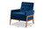 Perris Mid-Century Modern Navy Blue Velvet Fabric Upholstered And Walnut Brown Finished Wood Lounge Chair BBT8042-Navy Velvet/Walnut-CC