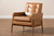 Perris Mid-Century Modern Tan Faux Leather Upholstered And Walnut Brown Finished Wood Lounge Chair BBT8042-Tan/Walnut-CC