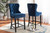 Howell Modern Transitional Navy Blue Velvet Upholstered And Dark Brown Finished Wood 2-Piece Counter Stool Set WS-F458-26BT-Navy Blue Velvet/Espresso-CS