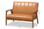 Nikko Mid-Century Modern Tan Faux Leather Upholstered And Walnut Brown Finished Wood Loveseat BBT8011A2-Tan Loveseat