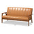 Nikko Mid-Century Modern Tan Faux Leather Upholstered And Walnut Brown Finished Wood Sofa BBT8011A2-Tan Sofa