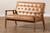 Sorrento Mid-Century Modern Tan Faux Leather Upholstered And Walnut Brown Finished Wood Loveseat BBT8013-Tan Loveseat