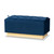 Powell Glam And Luxe Navy Blue Velvet Fabric Upholstered And Gold Pu Leather Storage Ottoman WS-2019-Navy Blue Velvet/Gold-Otto