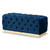 Corrine Glam And Luxe Navy Blue Velvet Fabric Upholstered And Gold Pu Leather Ottoman WS-4228-Navy Blue Velvet/Gold-Otto