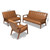 Nikko Mid-Century Modern Tan Faux Leather Upholstered And Walnut Brown Finished Wood 3-Piece Living Room Set BBT8011A2-Tan 3PC Set