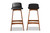 Darrin Mid-Century Modern Black Faux Leather Upholstered And Walnut Brown Finished Wood 2-Piece Bar Stool Set Hua-Black/Walnut-BS