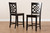 Nicolette Modern And Contemporary Transitional Dark Brown Finished Wood 2-Piece Counter Stool Set RH340P-Dark Brown Wood Scoop Seat-PC