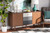 Halden Mid-Century Modern Multicolor Walnut Brown And Grey Gradient Finished Wood 2-Door Dining Room Sideboard Buffet FP-11022-Grey/Walnut-Sideboard