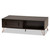 Baldor Modern And Contemporary Dark Brown Finished Wood And Rose Gold-Tone Finished Metal 2-Drawer Coffee Table CT8012-Dark Brown-CT