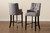 Aldon Modern And Contemporary Grey Fabric Upholstered And Dark Brown Finished Wood 2-Piece Bar Stool Set BBT5407B-Grey/Wenge-BS