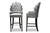 Chloe Modern And Contemporary Dark Grey Velvet Upholstered And Dark Brown Finished Wood 2-Piece Bar Stool Set BBT5408B-Dark Grey Velvet/Wenge-BS