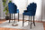 Chloe Modern And Contemporary Navy Blue Velvet Upholstered And Dark Brown Finished Wood 2-Piece Bar Stool Set BBT5408B-Navy Blue Velvet/Wenge-BS
