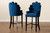 Chloe Modern And Contemporary Navy Blue Velvet Upholstered And Dark Brown Finished Wood 2-Piece Bar Stool Set BBT5408B-Navy Blue Velvet/Wenge-BS