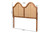 Hazel Vintage Classic And Traditional Ash Walnut Finished Wood And Synthetic Rattan Full Size Arched Headboard MG9739-1-Ash Walnut Rattan-HB-Full