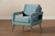 Leland Glam And Luxe Light Blue Velvet Fabric Upholstered And Gold Finished Armchair TSF-6729-Light Blue/Gold-CC