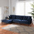 Galena Contemporary Glam And Luxe Navy Blue Velvet Fabric Upholstered And Black Metal Sectional Sofa With Left Facing Chaise RDS-S0019L-Navy Blue Velvet/Black-LFC