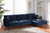 Galena Contemporary Glam And Luxe Navy Blue Velvet Fabric Upholstered And Black Metal Sectional Sofa With Right Facing Chaise RDS-S0019L-Navy Blue Velvet/Black-RFC