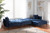 Galena Contemporary Glam And Luxe Navy Blue Velvet Fabric Upholstered And Black Metal Sectional Sofa With Right Facing Chaise RDS-S0019L-Navy Blue Velvet/Black-RFC