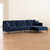 Galena Contemporary Glam And Luxe Navy Blue Velvet Fabric Upholstered And Black Metal Sectional Sofa With Right Facing Chaise RDS-S0019L-Navy Blue Velvet/Black-RFC