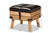 Amena Rustic Transitional Dark Brown Pu Leather Upholstered And Oak Finished Wood Small Storage Ottoman DE03A-5282-Brown-Otto-Small