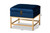 Aliana Glam And Luxe Navy Blue Velvet Fabric Upholstered And Gold Finished Metal Small Storage Ottoman JY19B-051S-Navy Blue Velvet/Gold-Otto