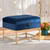 Aliana Glam And Luxe Navy Blue Velvet Fabric Upholstered And Gold Finished Metal Small Storage Ottoman JY19B-051S-Navy Blue Velvet/Gold-Otto