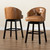 Theron Modern And Contemporary Transitional Tan Faux Leather Upholstered And Dark Brown Finished Wood 2-Piece Swivel Bar Stool Set BBT5210B-Tan/Wenge-BS