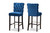 Daphne Modern And Contemporary Navy Blue Velvet Fabric Upholstered And Dark Brown Finished Wood 2-Piece Bar Stool Set BBT5409B-Navy Blue Velvet/Wenge-BS