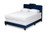 Benjen Modern And Contemporary Glam Navy Blue Velvet Fabric Upholstered Queen Size Panel Bed CF9210C-Navy Blue Velvet-Queen