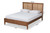 Redmond Mid-Century Modern Walnut Brown Finished Wood And Synthetic Rattan Queen Size Platform Bed MG-0021-4-Walnut-Queen