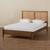 Redmond Mid-Century Modern Walnut Brown Finished Wood And Synthetic Rattan Queen Size Platform Bed MG-0021-4-Walnut-Queen