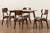 Katya Mid-Century Modern Grey Fabric Upholstered And Walnut Brown Finished Wood 5-Piece Dining Set RH378C-Grey/Walnut-5PC Dining Set