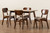 Katya Mid-Century Modern Sand Fabric Upholstered And Walnut Brown Finished Wood 5-Piece Dining Set RH378C-Sand/Walnut-5PC Dining Set