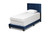 Caprice Modern And Contemporary Glam Navy Blue Velvet Fabric Upholstered Twin Size Panel Bed CF9210B-Navy Blue Velvet-Twin