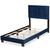 Caprice Modern And Contemporary Glam Navy Blue Velvet Fabric Upholstered Twin Size Panel Bed CF9210B-Navy Blue Velvet-Twin