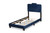 Benjen Modern And Contemporary Glam Navy Blue Velvet Fabric Upholstered Twin Size Panel Bed CF9210C-Navy Blue Velvet-Twin