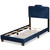Benjen Modern And Contemporary Glam Navy Blue Velvet Fabric Upholstered Twin Size Panel Bed CF9210C-Navy Blue Velvet-Twin