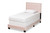 Tamira Modern And Contemporary Glam Light Pink Velvet Fabric Upholstered Twin Size Panel Bed CF9210E-Light Pink Velvet-Twin