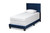 Tamira Modern And Contemporary Glam Navy Blue Velvet Fabric Upholstered Twin Size Panel Bed CF9210E-Navy Blue Velvet-Twin