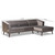 Morton Mid-Century Modern Contemporary Grey Velvet Fabric Upholstered And Dark Brown Finished Wood Sectional Sofa With Right Facing Chaise RDS-S0017-L-Grey Velvet/Wenge-RFC